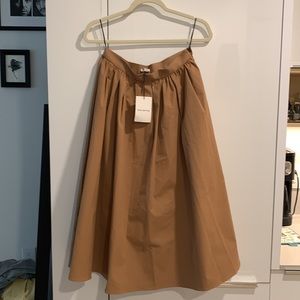 Mustard yellow flare midi skirt